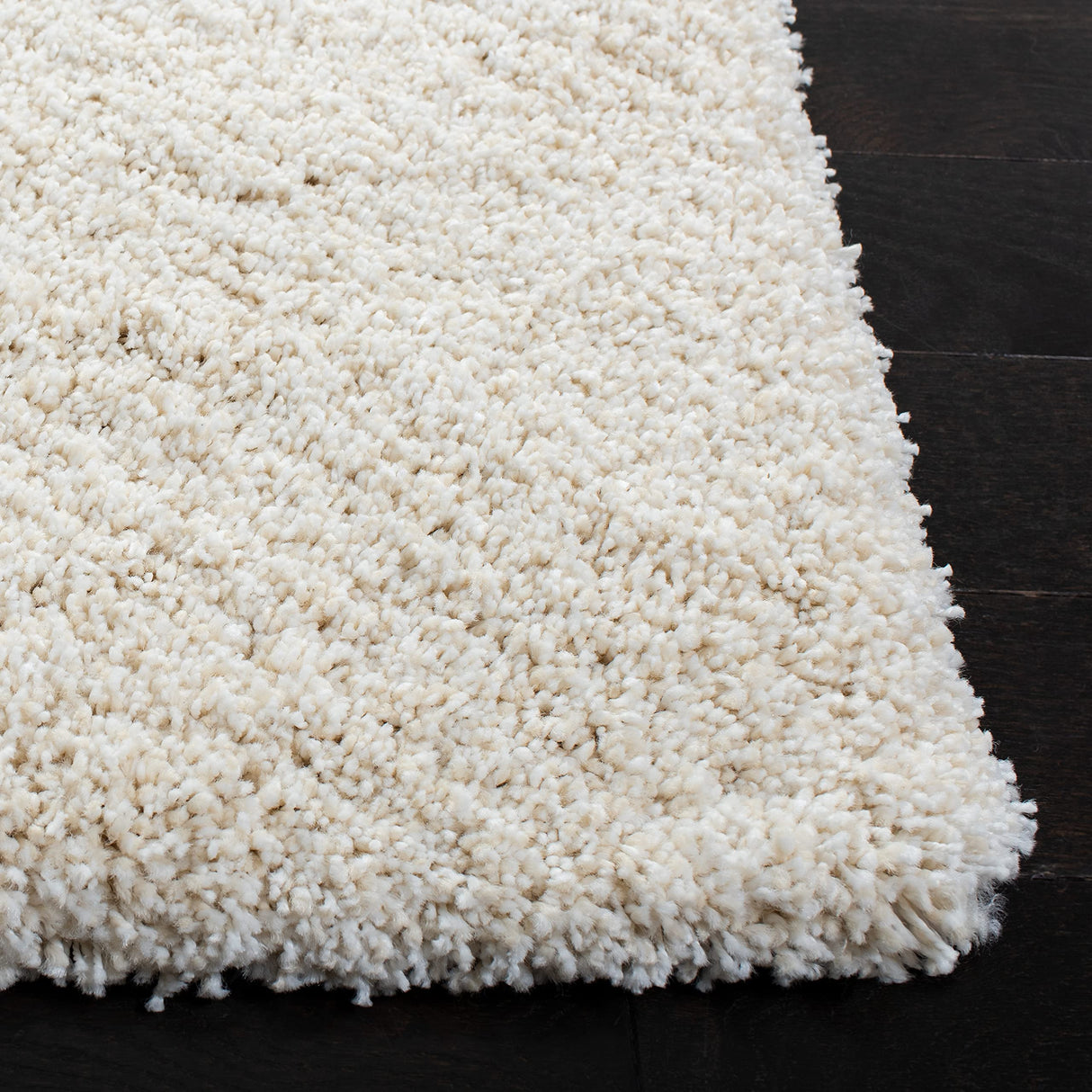 Milan Shag Collection Area Rug - 7' Square, Ivory, Solid Design