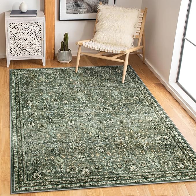 Green 8x10 Rugs for Living Room, Boho Washable Area Rugs for Bedroom Non Slip,