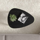 Small Oval Coffee Table,31.5" Black Leaf-Shaped Center Table