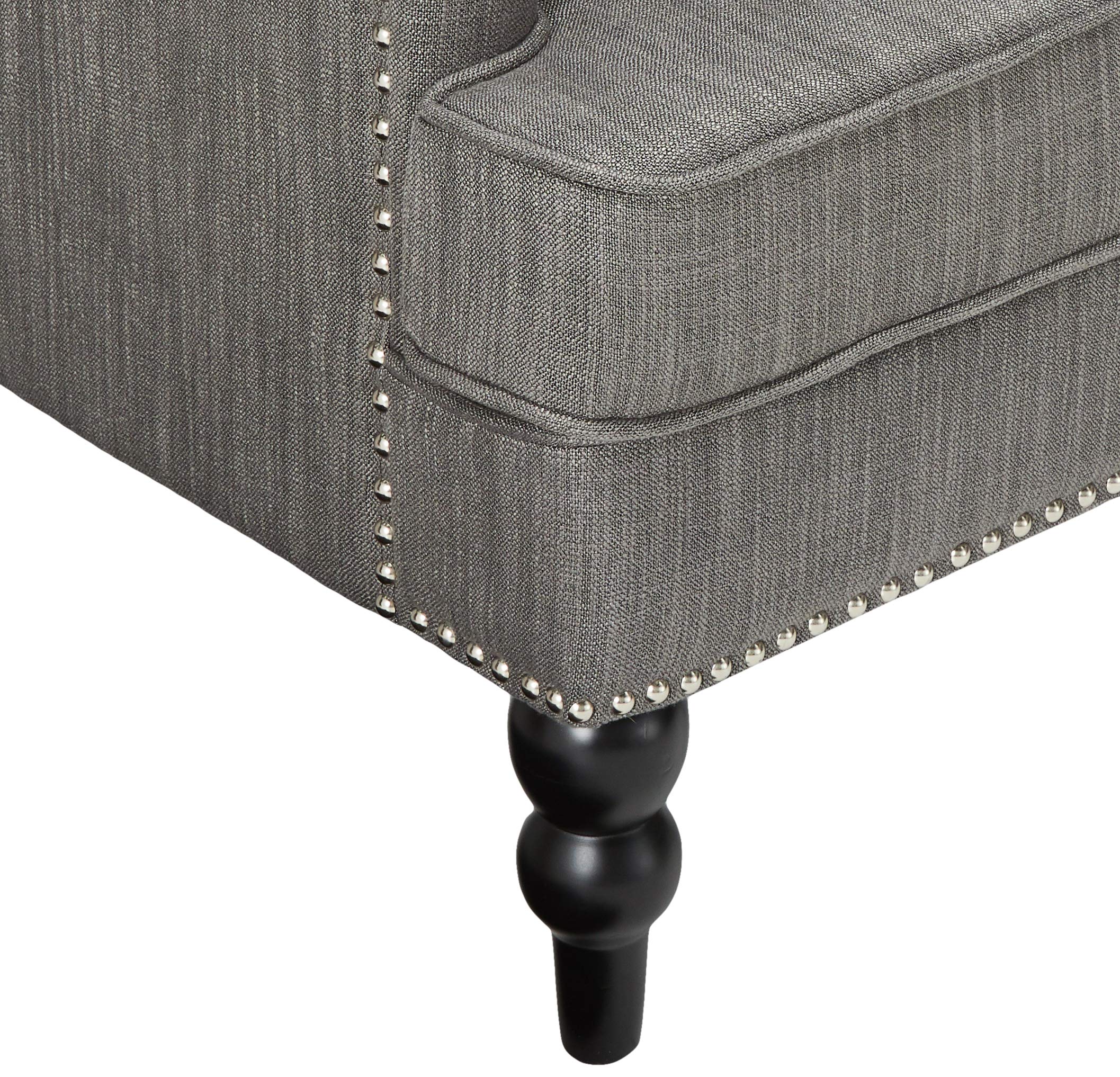 Knight Home Malone Club Chair, Charcoal Grey 28D x 29.5W x 33.5H Inch