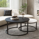 Round Coffee Table, Nesting Tables Set of 2, Large : Ø 34.0", Small : Ø 26.0", Modern Design Furniture Side End Table for Living Room,