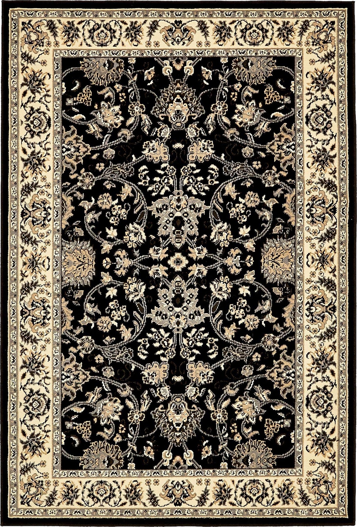 Unique Loom Sialk Hill Collection Area Rug - Washington (4' 1" x 6' 1" Rectangle Black/Gray)