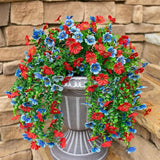 Artificial Flowers for Outdoors Fake Hanging Decoration, 2Pcs Hotpink Spring Decor