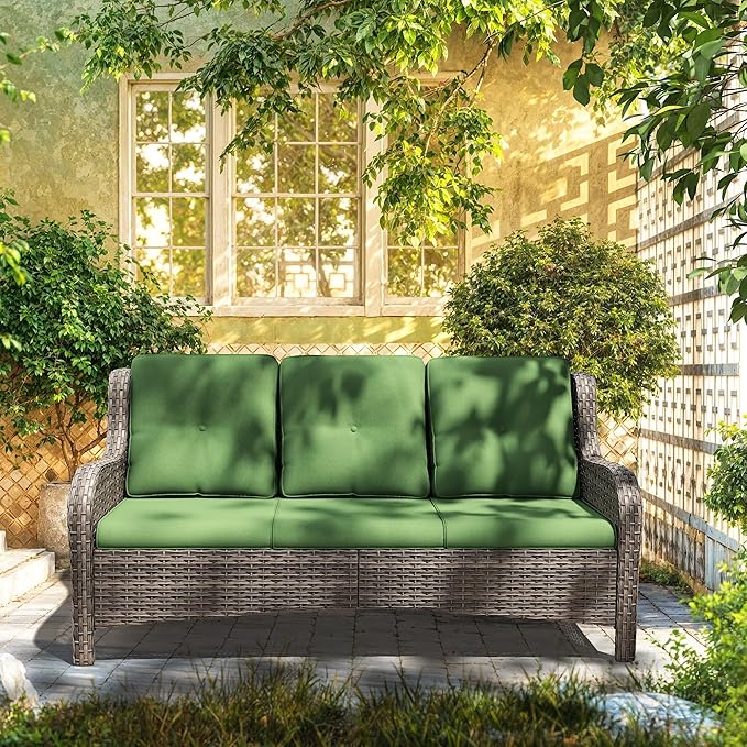 73'' Outdoor Patio Couch Wicker Sofa - 3 Seater Rattan Sofa
