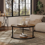 36" Coffee Tables with Storage, 2-Tier Round Coffee Table, Center Table for Living Room