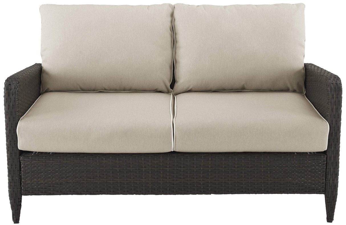 Kiawah Wicker Outdoor Loveseat, 2-Person Patio Couch for Porch, Deck