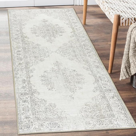 Machine Washable Area Rug Runner - Living Room Bedroom Bathroom Kitchen Entryway