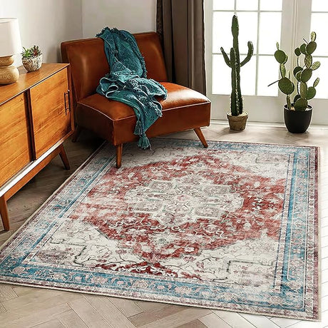 5'x7' Washable Area Rug Vintage Rug Traditional Floor Cover Foldable Thin Rug Kitchen