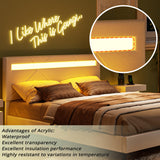 Queen Bed Frame with LED Lights(Smart APP Control), Upholstered Modern Platform Bed