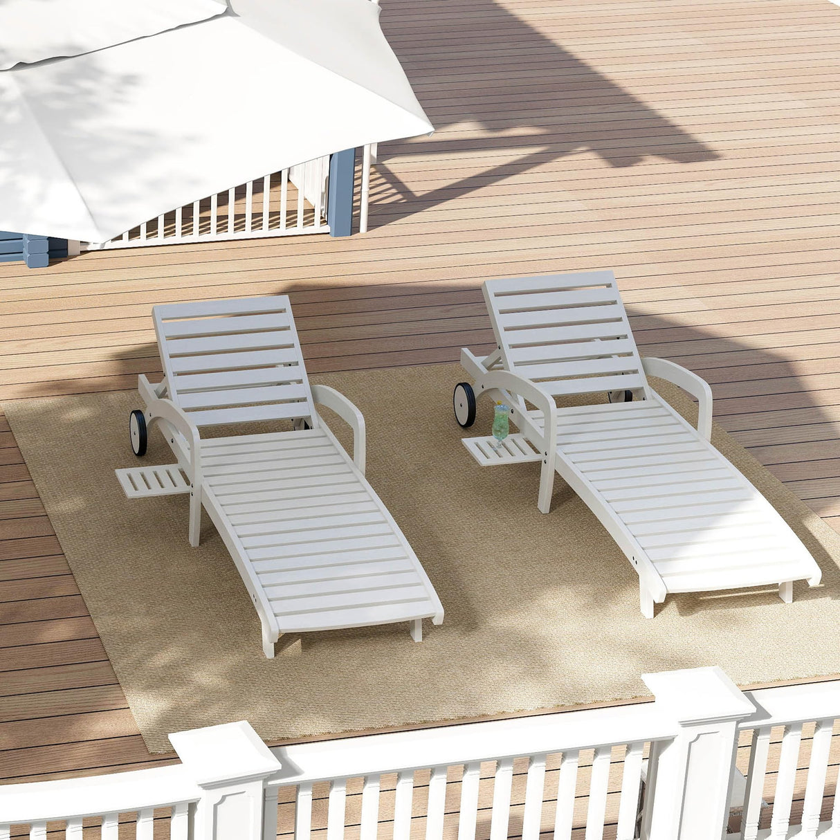 Patio Chaise Lounge Chairs Set of 2, 5-Position Adjustable Outdoor Lounge Chair