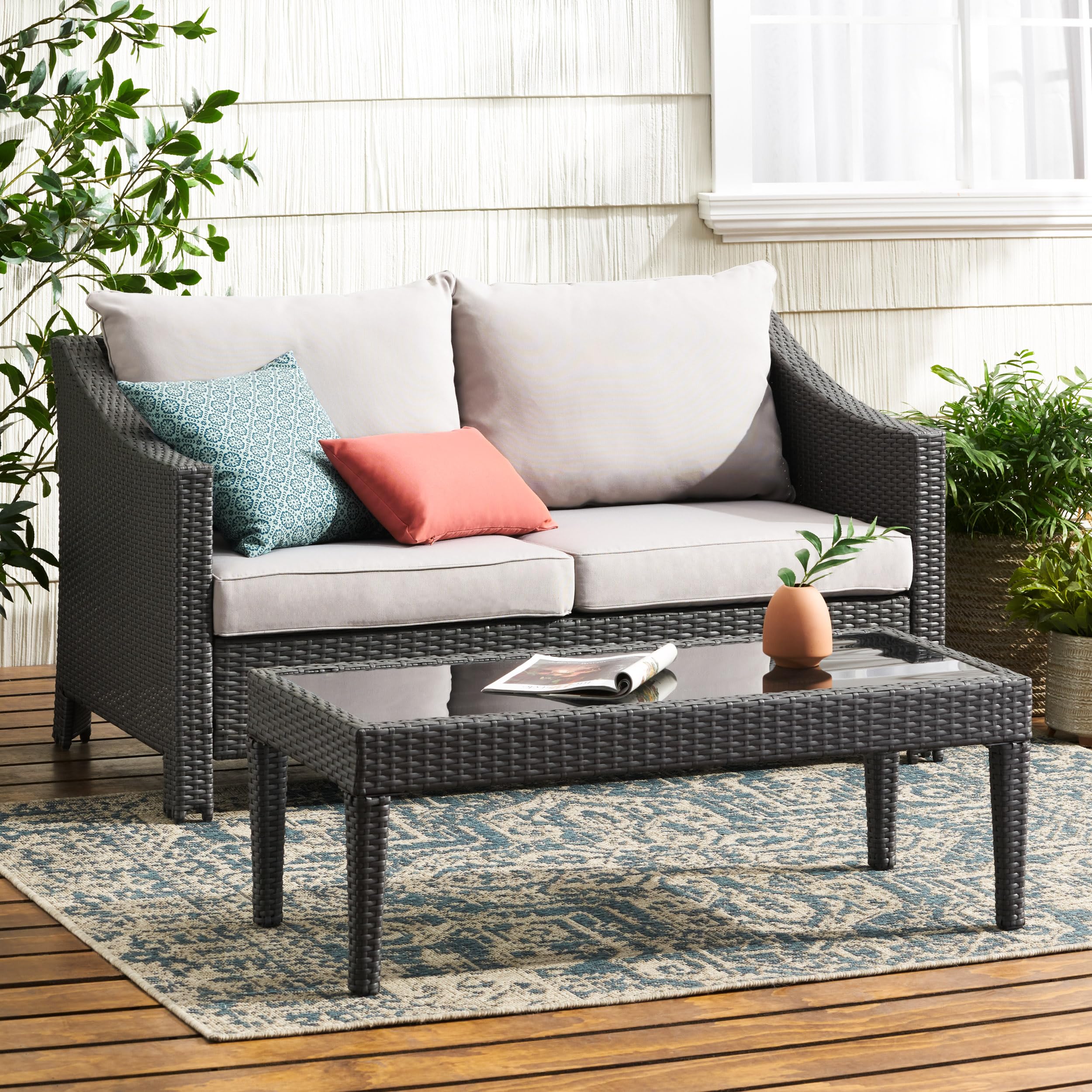 Weather Faux Rattan Loveseat