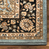 Barclay Collection Medallion Kashan Light Blue 9x12 Area Rug - for Living Room, Bedroom,