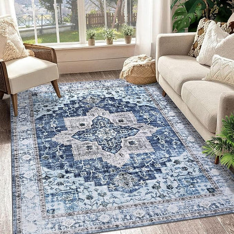 8x10 Area Rug Vintage Distressed Machine Washable Area Rug for Living Room Bedroom