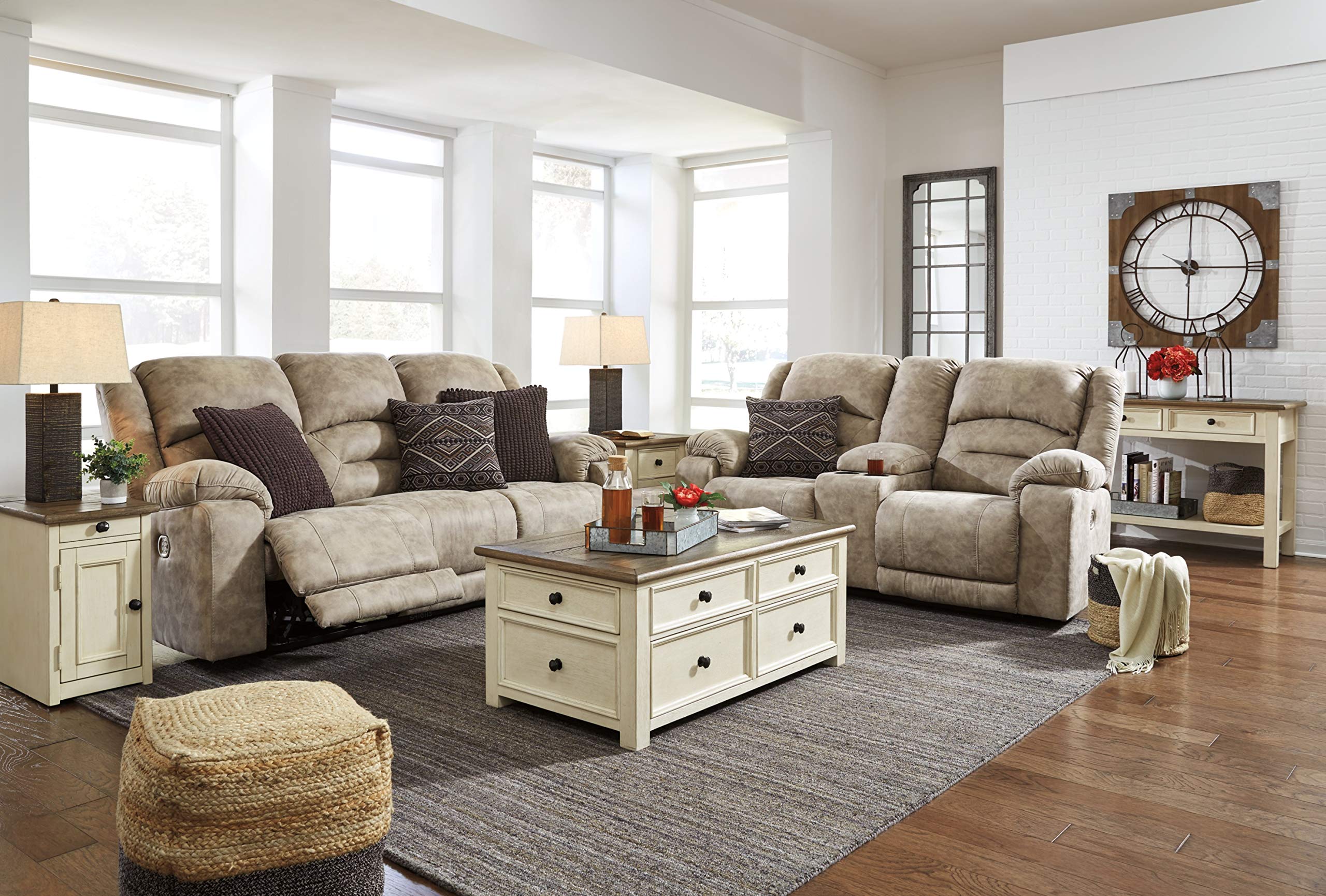 Bolanburg Farmhouse Rectangular Two Tone Sofa Table, Antique Cream