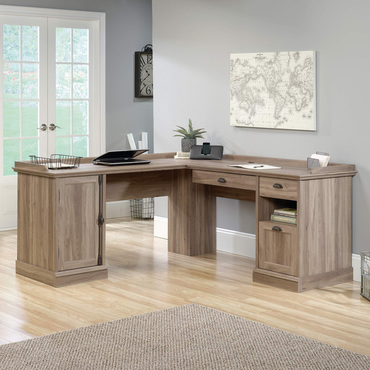 Barrister Lane L-Desk, Salt Oak finish