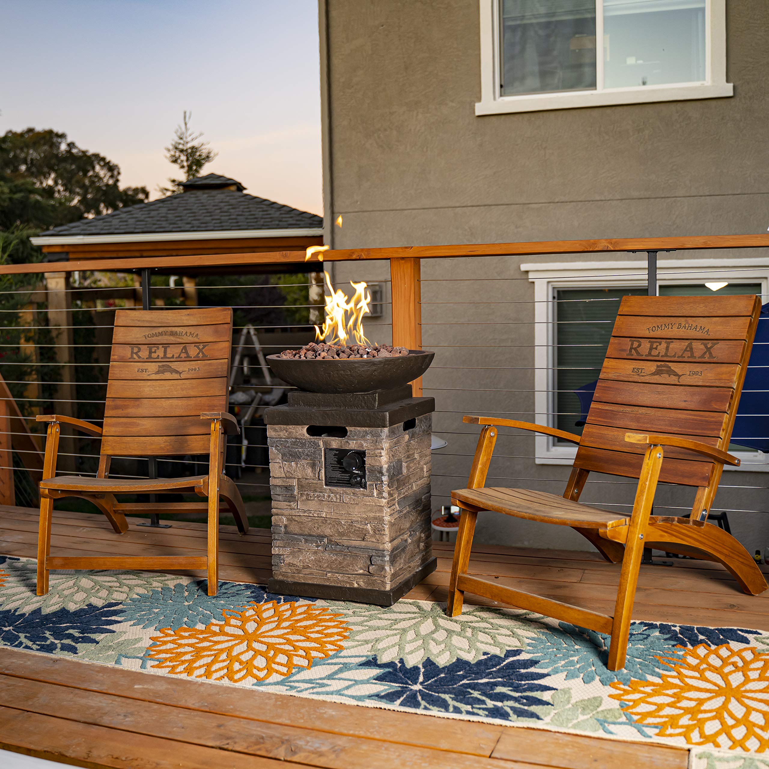 Manufacturing 63172 Newcastle Propane Firebowl Column Realistic Look Firepit Heater