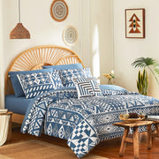 Geniospin King Size Comforter Sets, Boho Bedding Set 8 Pieces, All Season Down Alternative Comforter Set, Reversible Bedding with Soft Microfiber Fill Bedding, Lightweight (Blue, 102x90 inches)