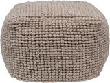 Square Wool Beige Pouf