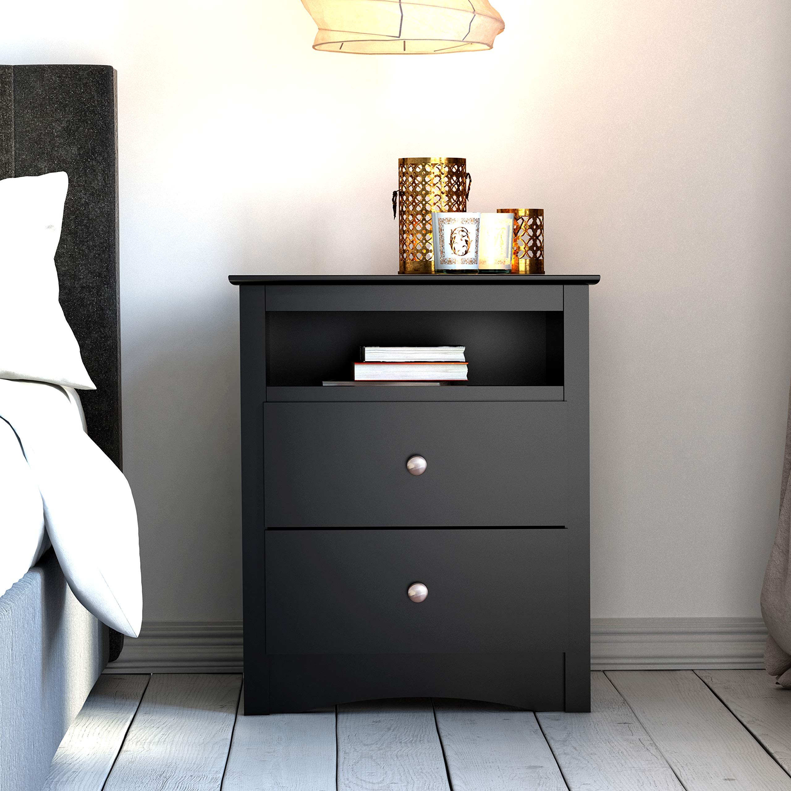 Fremont 2 Drawer Nightstand: Elegant Bedroom Furniture, Bedside Table with Open Shelf