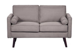 Alice Romantic Linen Upholstered Mid-Century Modern Loveseat, Light Brown