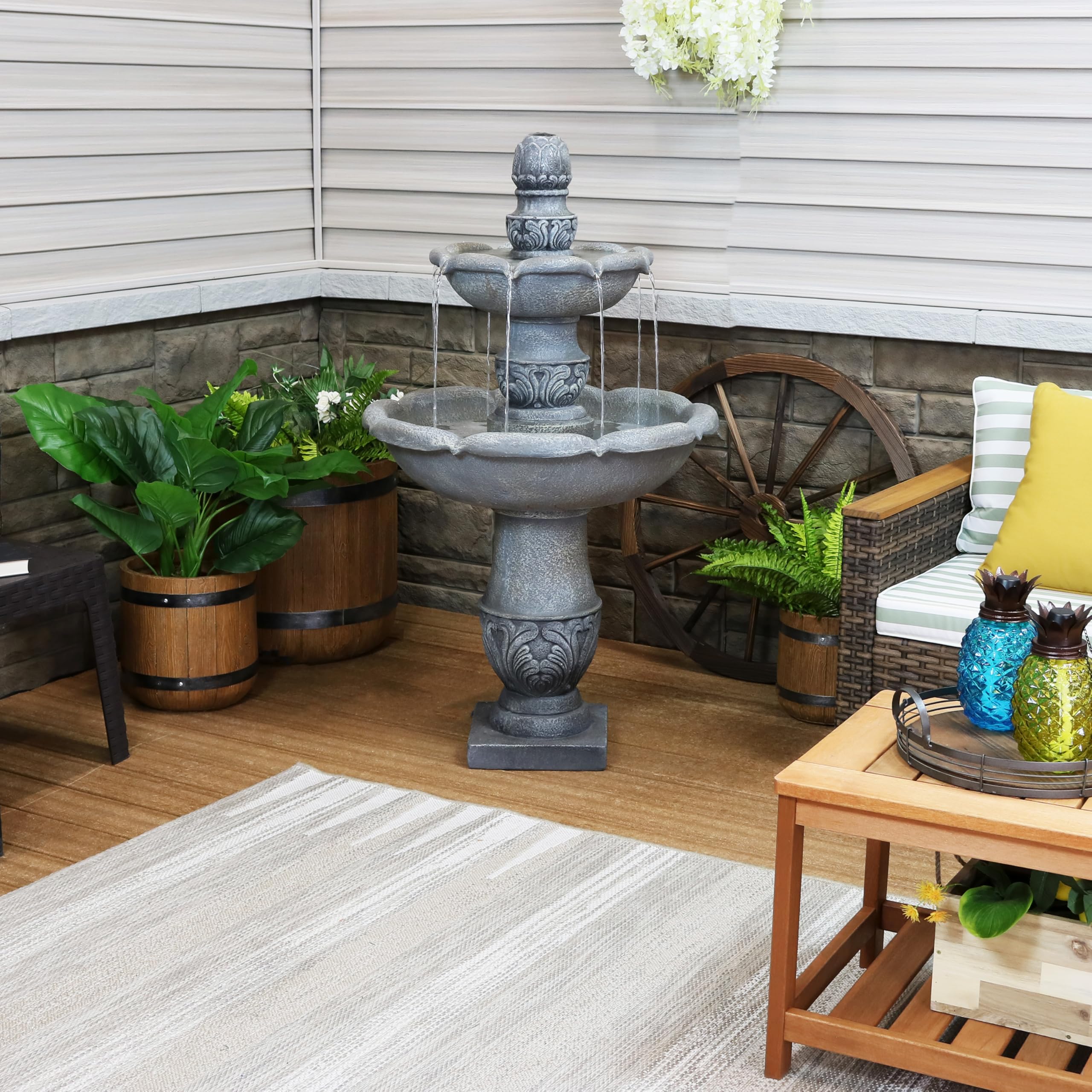 50-Inch 2-Tier French Garden Outdoor Water Fountain