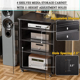 Media Storage Cabinet, Audio Video Media Stand Cabinet with 4 Shelves Height