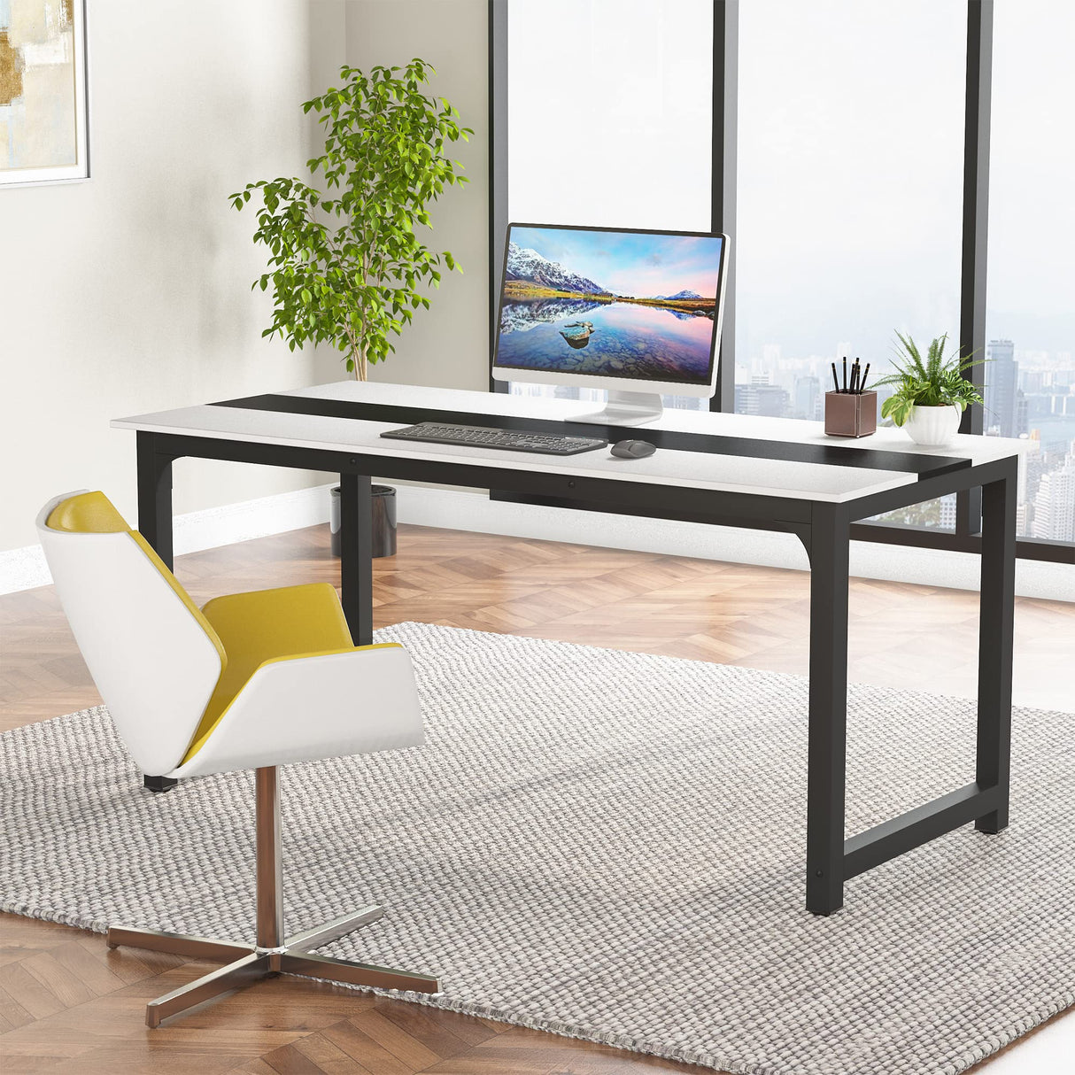 Large Office Desk Computer Table Study Writing Desk Workstation for Home Office