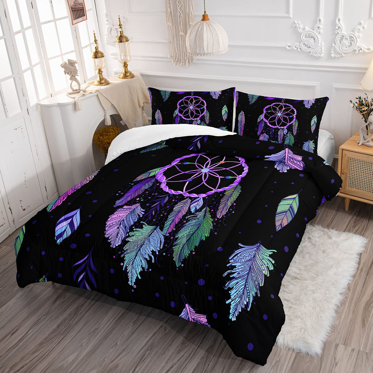 Bedding Comforter Set,Dream Catcher Print Set for Boys Girls