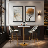 24'' Round Cocktail Bar Table with Metal Base, Tall Bistro Pub Table