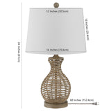 Lighting Collection Flora Farmhouse Rustic Coastal Natural Seagrass 24-inch Bedroom