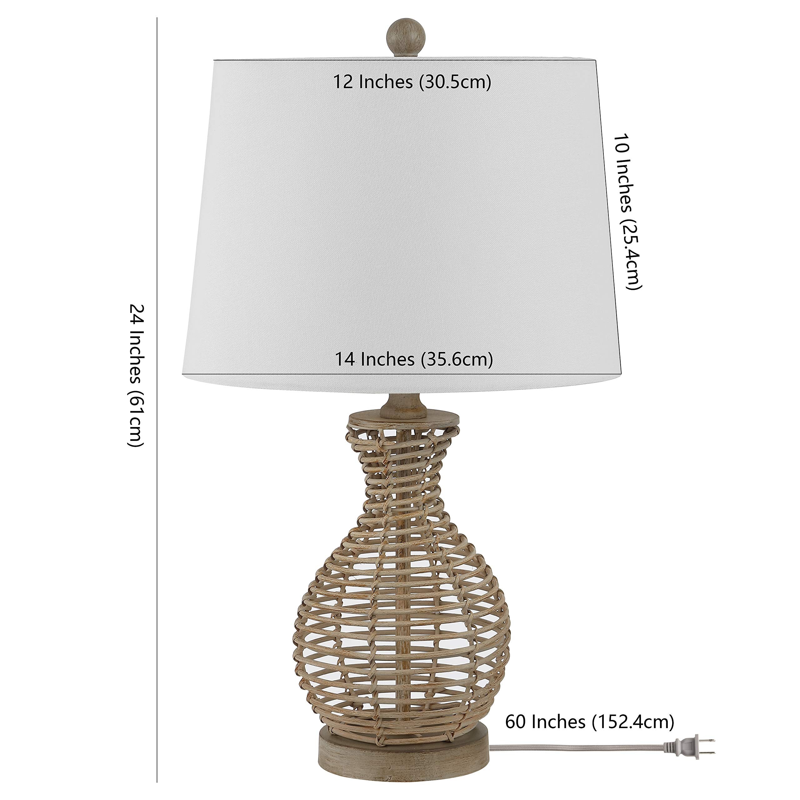 Lighting Collection Flora Farmhouse Rustic Coastal Natural Seagrass 24-inch Bedroom