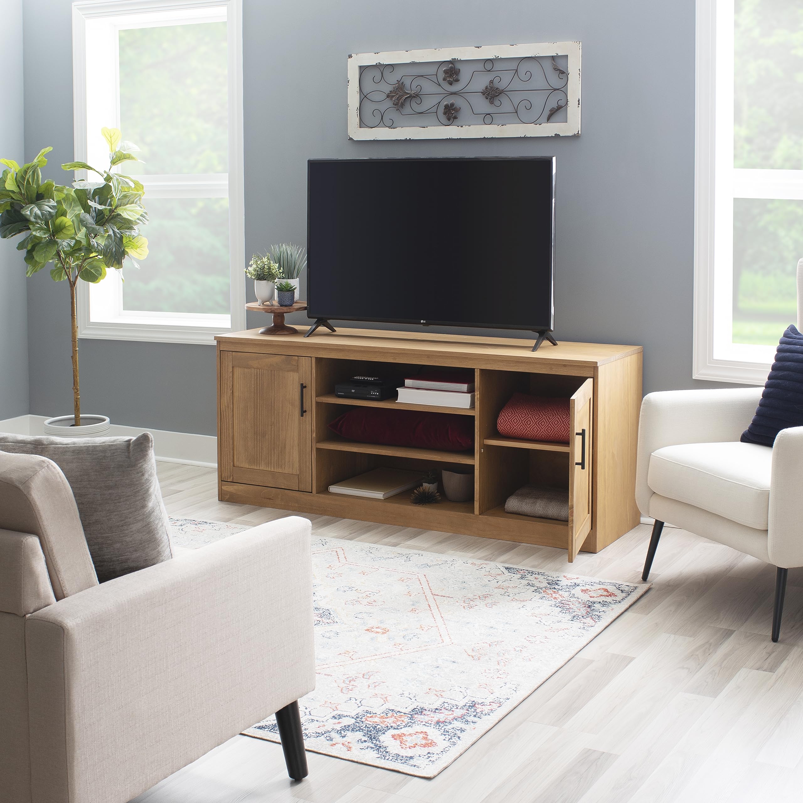 Natural Victor Solid Brazilian Pine Two Door TV Media Stand