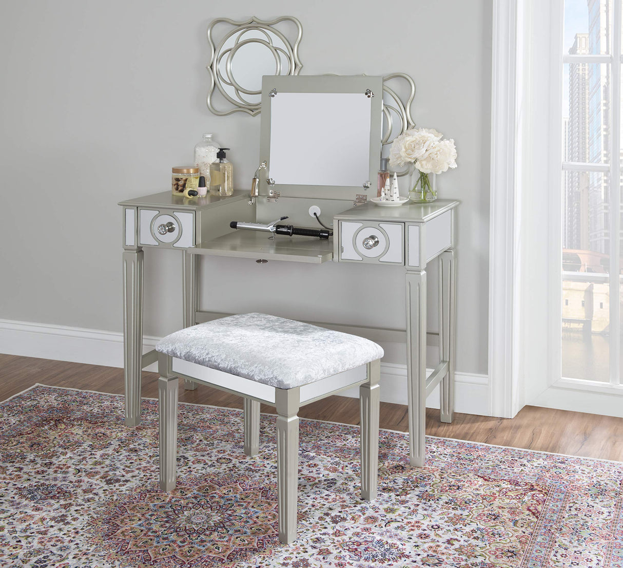 Home Décor Vanity Set Silver