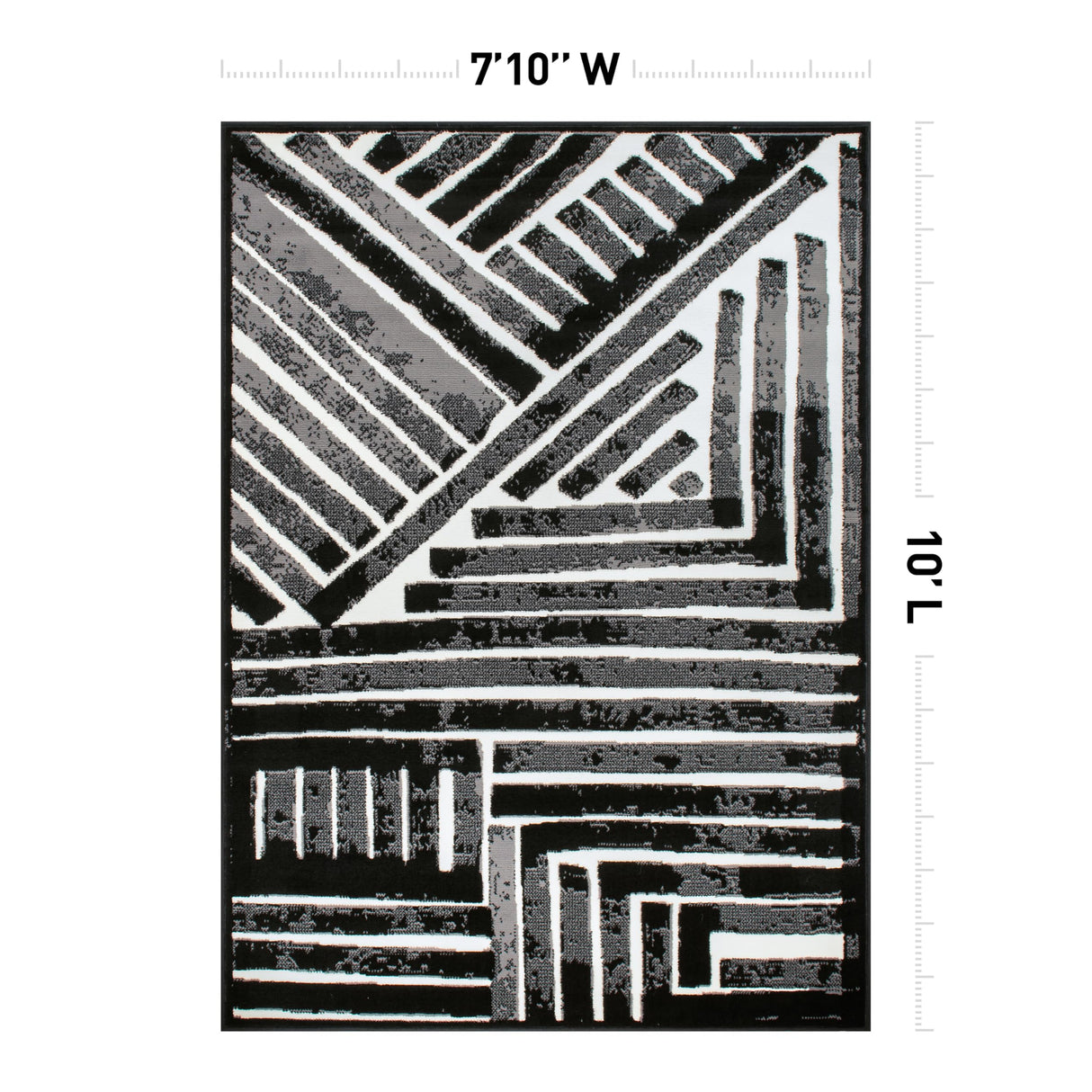 Contemporary Stripe Area Rug 7'10" x 10' Black