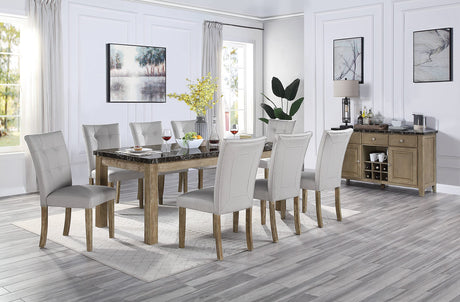 Charnell Dining Table in Marble & Oak Finish