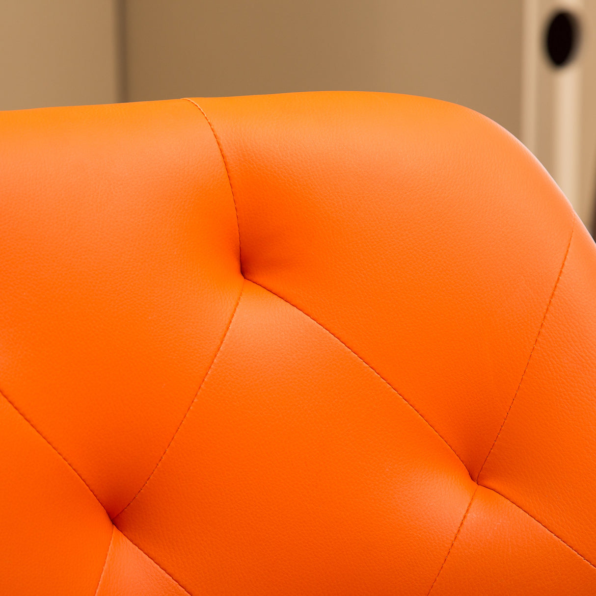 Furniture Vauclucy Contemporary Faux Leather Diamond Tufted Accent Chair, Orange