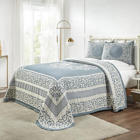 Cotton Blend Bedspread Set, Includes Oversized Bedspread and 2 Matching Pillow