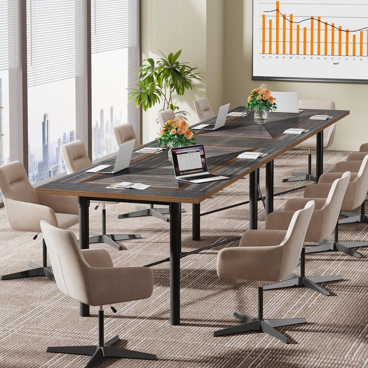 6FT Conference Table, Rectangle Meeting Table with Two-Tone Finish