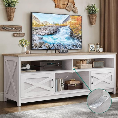 Farmhouse TV Stand for 65 Inch Television Stand, Entertainment Center