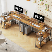 47" L Shaped Computer Desk with LED Light and Power Outlet, Reversible L Shaped Desk