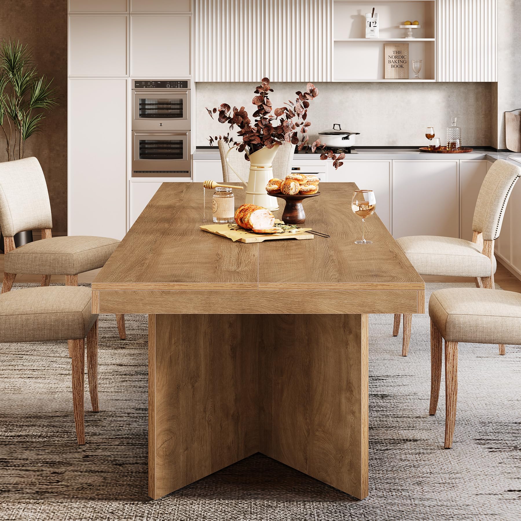 63-Inch Farmhouse Dining Table for 4-6 People