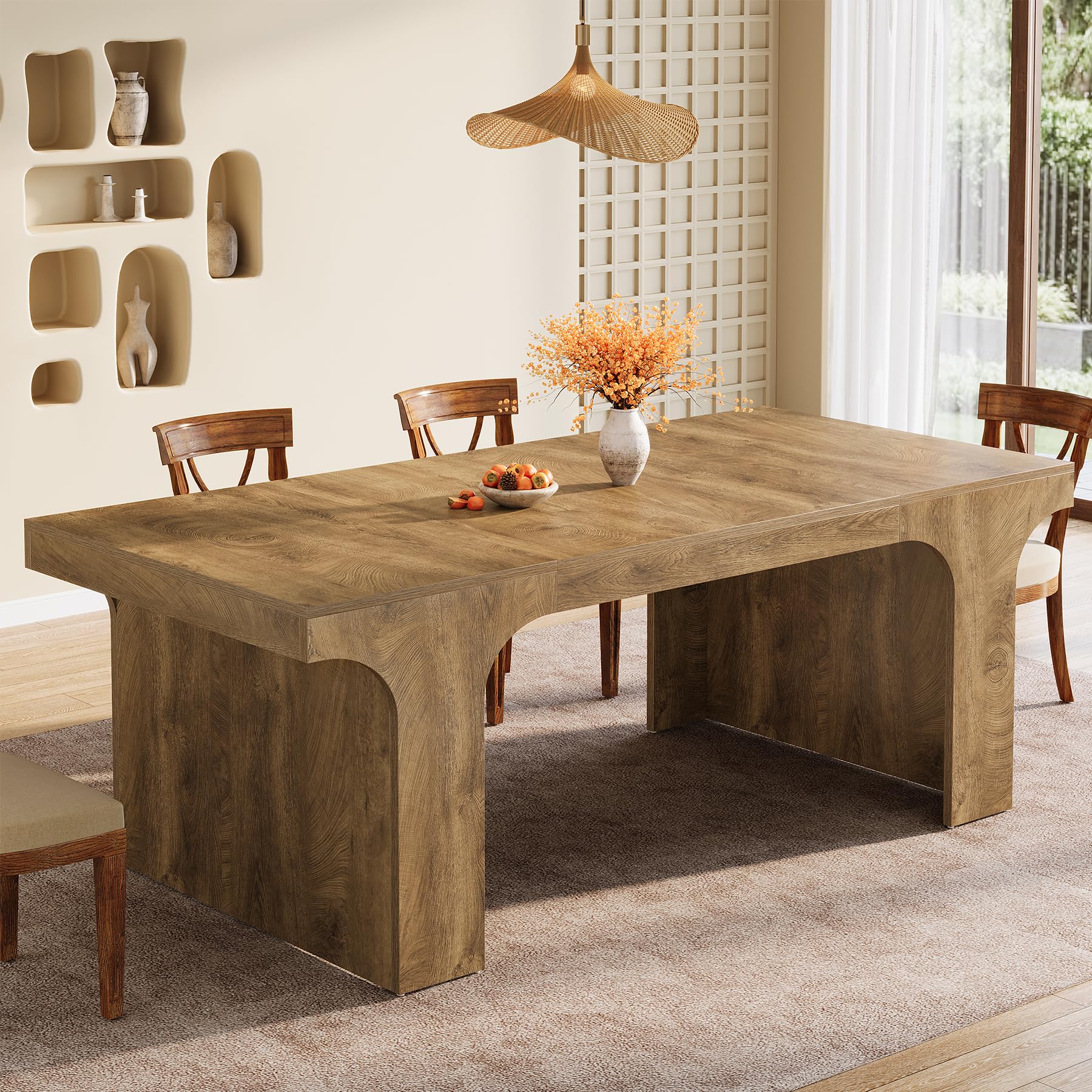 71-Inch Farmhouse Dining Table for 6-8 People