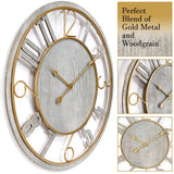 Wooden Modern Wall Clock - Large Wall Clock for Living Room Decor - 24-Inch Big Wall Clock Decorative,