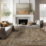 Area Rug 5x7 Machine Washable Vintage Distressed Print Ultra-Thin Chenille Bedroom