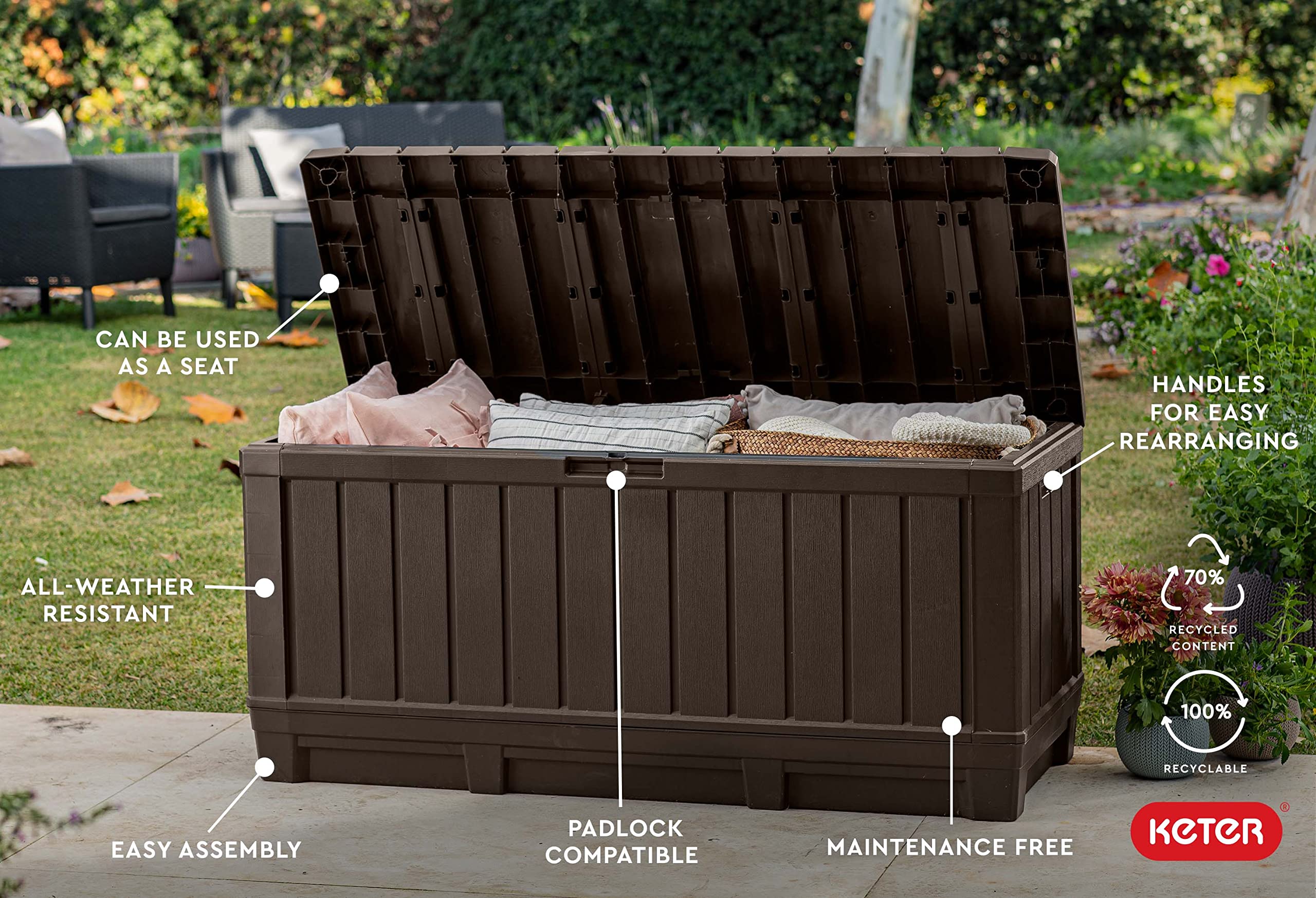 92 Gallon Resin Deck Box-Organization and Storage