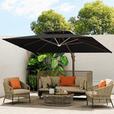 10 X 13 FT Cantilever Outdoor Patio Umbrella with Led Lights Large Heavy Duty 360
