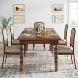 62” Wood Dining Table for 4-6 People, Farmhouse Large Rectangle Kitchen Table,