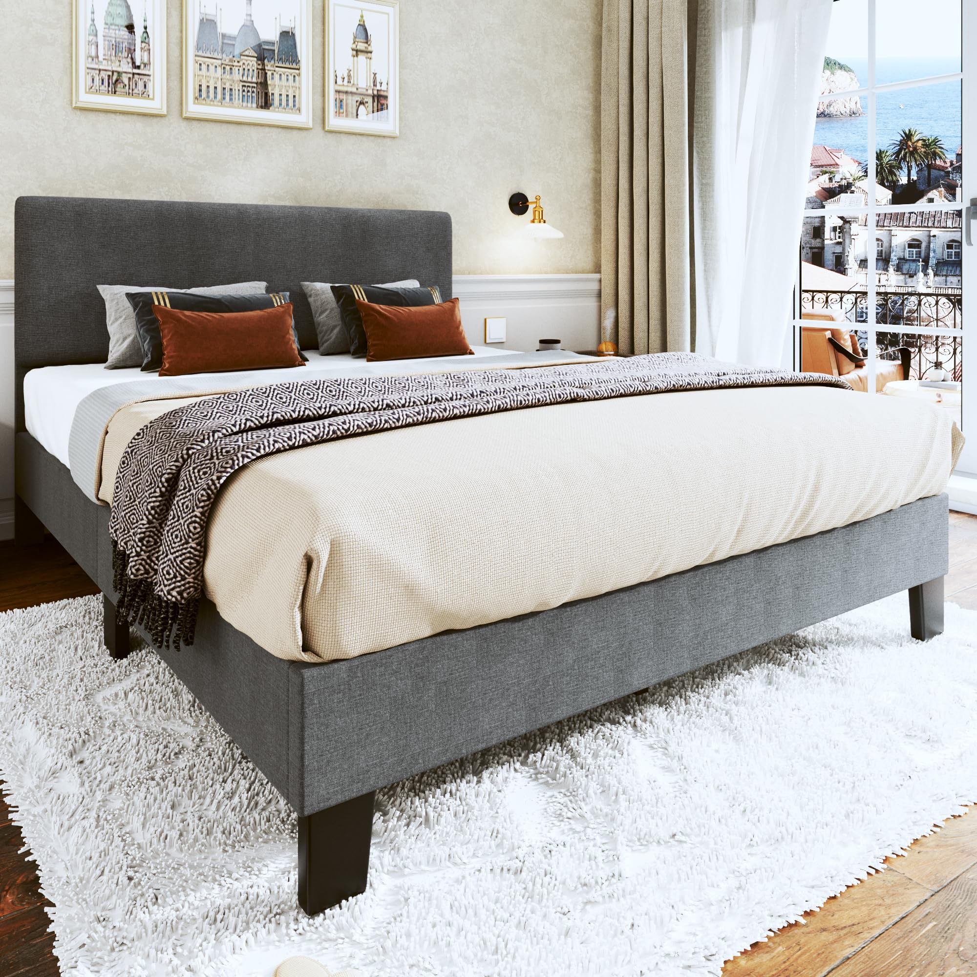Queen Bed Frame Upholstered Bed Frame Platform