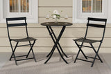 3-Piece Patio Bistro Sets, Outdoor Space-Saving Folding Bistro Table and Chairs, Patio Furniture Set with Strong Round Tube Metal Frame, Weather Resistant Conversation Set for Yard Garden, Green