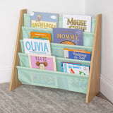 Seafoam Green/Natural Kids Bookshelf 4 Tier Book Organizer